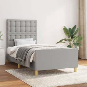 Hellgrauer Stoffbettrahmen mit Kopfteil 80x200 cm von , Betten und Lattenroste - Ref: Foro24-3125333, Preis: 139,37 €, Rabatt: %
