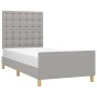 Light gray fabric bed frame with headboard 80x200 cm by , Beds and slatted bases - Ref: Foro24-3125333, Price: 139,02 €, Disc...