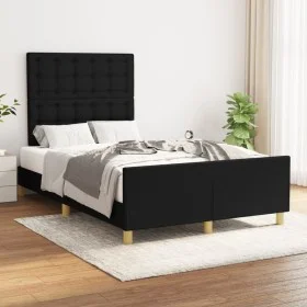 Bettrahmen mit schwarzem Stoffkopfteil 120x200 cm von , Betten und Lattenroste - Ref: Foro24-3125367, Preis: 194,62 €, Rabatt: %