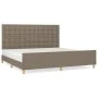 Bed frame with headboard in taupe gray fabric 200x200 cm by , Beds and slatted bases - Ref: Foro24-3125409, Price: 262,78 €, ...