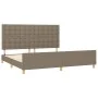 Bed frame with headboard in taupe gray fabric 200x200 cm by , Beds and slatted bases - Ref: Foro24-3125409, Price: 262,78 €, ...