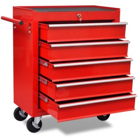 Carrito caja de herramientas 5 cajones rojo