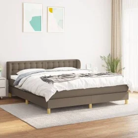Box spring bed with taupe gray fabric mattress 160x200 cm by , Beds and slatted bases - Ref: Foro24-3127137, Price: 511,23 €,...