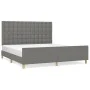 Bed frame with headboard dark gray fabric 160x200 cm by , Beds and slatted bases - Ref: Foro24-3125390, Price: 264,43 €, Disc...