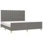 Bed frame with headboard dark gray fabric 160x200 cm by , Beds and slatted bases - Ref: Foro24-3125390, Price: 264,43 €, Disc...