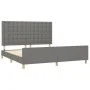 Bed frame with headboard dark gray fabric 160x200 cm by , Beds and slatted bases - Ref: Foro24-3125390, Price: 264,43 €, Disc...