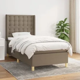 Box spring bed with taupe gray fabric mattress 90x200 cm by , Beds and slatted bases - Ref: Foro24-3132285, Price: 385,34 €, ...