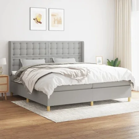 Box spring bed with light gray fabric mattress 200x200 cm by , Beds and slatted bases - Ref: Foro24-3132337, Price: 655,29 €,...