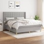 Box spring bed with light gray fabric mattress 160x200 cm by , Beds and slatted bases - Ref: Foro24-3132321, Price: 580,62 €,...