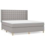 Box spring bed with light gray fabric mattress 160x200 cm by , Beds and slatted bases - Ref: Foro24-3132321, Price: 580,62 €,...