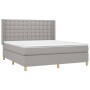 Box spring bed with light gray fabric mattress 160x200 cm by , Beds and slatted bases - Ref: Foro24-3132321, Price: 580,62 €,...