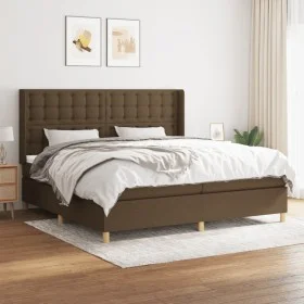Box spring bed with dark brown fabric mattress 200x200 cm by , Beds and slatted bases - Ref: Foro24-3132340, Price: 694,89 €,...