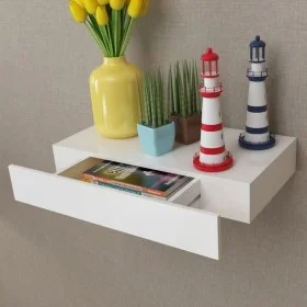 Floating wall shelf with 1 white MDF drawer for books/DVD by vidaXL, Shelves and shelves - Ref: Foro24-242187, Price: 43,58 €...