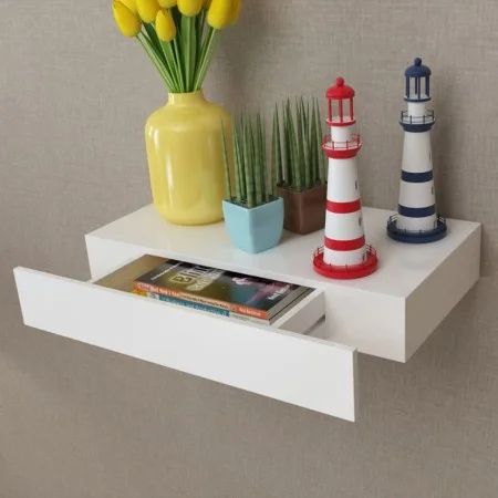 Schwebendes Wandregal mit 1 weißen MDF-Schublade für Bücher/DVD von vidaXL, Regale und Regale - Ref: Foro24-242187, Preis: 43...