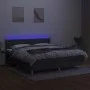 Box spring bed with mattress and LED dark gray fabric 160x200 cm by , Beds and slatted bases - Ref: Foro24-3134046, Price: 50...