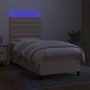 Box spring bed mattress and LED lights cream fabric 90x200 cm by , Beds and slatted bases - Ref: Foro24-3135170, Price: 333,6...