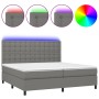 Box spring bed mattress and LED lights light gray fabric 200x200 cm by , Beds and slatted bases - Ref: Foro24-3135222, Price:...