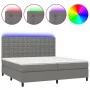 Box spring bed mattress and LED lights light gray fabric 200x200 cm by , Beds and slatted bases - Ref: Foro24-3135222, Price:...