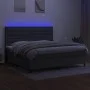 Box spring bed mattress and LED lights light gray fabric 200x200 cm by , Beds and slatted bases - Ref: Foro24-3135222, Price:...