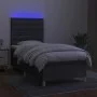 Box spring bed mattress and LED lights dark gray fabric 80x200 cm by , Beds and slatted bases - Ref: Foro24-3135710, Price: 3...