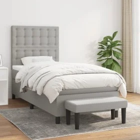 Box spring bed with light gray fabric mattress 80x200 cm by , Beds and slatted bases - Ref: Foro24-3136869, Price: 333,38 €, ...
