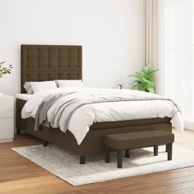 Box spring bed with dark brown fabric mattress 120x200 cm by , Beds and slatted bases - Ref: Foro24-3136904, Price: 460,18 €,...