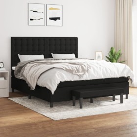 Cama box spring con colchón tela negro 160x200 cm de , Camas y somieres - Ref: Foro24-3136927, Precio: 640,88 €, Descuento: %