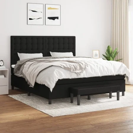 Cama box spring con colchón tela negro 160x200 cm de , Camas y somieres - Ref: Foro24-3136927, Precio: 624,78 €, Descuento: %