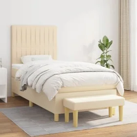 Box spring bed with cream fabric mattress 90x200 cm by , Beds and slatted bases - Ref: Foro24-3137290, Price: 351,88 €, Disco...