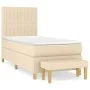 Box spring bed with cream fabric mattress 90x200 cm by , Beds and slatted bases - Ref: Foro24-3137290, Price: 351,88 €, Disco...