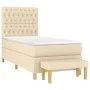 Box spring bed with cream fabric mattress 90x190 cm by , Beds and slatted bases - Ref: Foro24-3137362, Price: 384,14 €, Disco...