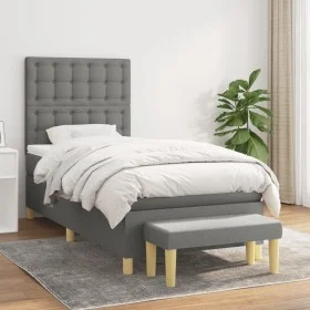 Box spring bed with dark gray fabric mattress 80x200 cm by , Beds and slatted bases - Ref: Foro24-3137430, Price: 376,47 €, D...