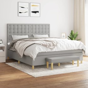 Boxspringbett mit hellgrauer Stoffmatratze 160x200 cm von , Betten und Lattenroste - Ref: Foro24-3137485, Preis: 598,27 €, Ra...