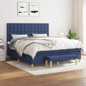 Box spring bed with blue fabric mattress 160x200 cm by , Beds and slatted bases - Ref: Foro24-3137491, Price: 590,58 €, Disco...