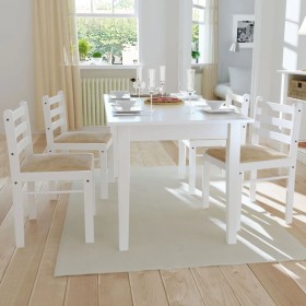 Esszimmerstühle 4 Stück Massivholz Gummi Samt weiß von vidaXL, Essstühle - Ref: Foro24-242031, Preis: 165,73 €, Rabatt: %