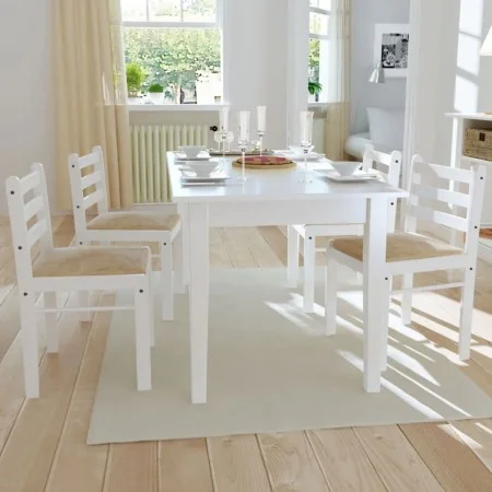 Esszimmerstühle 4 Stück Massivholz Gummi Samt weiß von vidaXL, Essstühle - Ref: Foro24-242031, Preis: 149,70 €, Rabatt: %