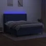 Box spring bed mattress and LED lights blue fabric 160x200 cm by , Beds and slatted bases - Ref: Foro24-3138651, Price: 568,9...