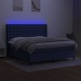 Boxspringbettmatratze und LED-Leuchten aus blauem Stoff 160x200 cm von , Betten und Lattenroste - Ref: Foro24-3138651, Preis:...