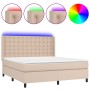 Cama box spring colchón LED cuero sintético capuchino 180x200cm de , Camas y somieres - Ref: Foro24-3139402, Precio: 672,57 €...