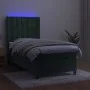 Box spring bed with mattress and LED dark green velvet 90x200 cm by , Beds and slatted bases - Ref: Foro24-3139784, Price: 36...