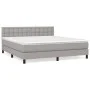 Box spring bed with light gray fabric mattress 160x200 cm by , Beds and slatted bases - Ref: Foro24-3140385, Price: 504,35 €,...