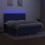 Box spring bed mattress and LED lights blue fabric 160x200 cm by , Beds and slatted bases - Ref: Foro24-3135771, Price: 554,9...