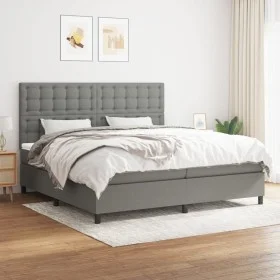 Box spring bed with dark gray fabric mattress 200x200 cm by , Beds and slatted bases - Ref: Foro24-3142122, Price: 661,39 €, ...
