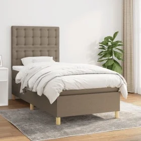 Box spring bed with taupe gray fabric mattress 80x200 cm by , Beds and slatted bases - Ref: Foro24-3142613, Price: 333,20 €, ...