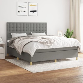 Box spring bed with dark gray fabric mattress 160x200 cm by , Beds and slatted bases - Ref: Foro24-3142666, Price: 595,05 €, ...