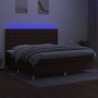 Box spring bed mattress LED lights dark brown fabric 200x200 cm by , Beds and slatted bases - Ref: Foro24-3135784, Price: 684...