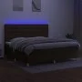 Cama box spring colchón luces LED tela marrón oscuro 200x200 cm de , Camas y somieres - Ref: Foro24-3135784, Precio: 684,56 €...