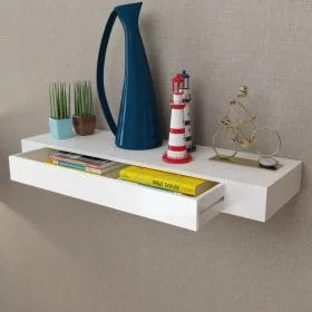 Floating wall shelf with 1 white MDF drawer for books/DVD by vidaXL, Shelves and shelves - Ref: Foro24-242188, Price: 56,56 €...
