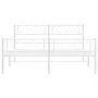 Metal bed frame with headboard and white footboard 150x200 cm by , Beds and slatted bases - Ref: Foro24-372346, Price: 102,38...