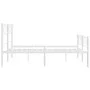 Metal bed frame with headboard and white footboard 150x200 cm by , Beds and slatted bases - Ref: Foro24-372346, Price: 102,38...